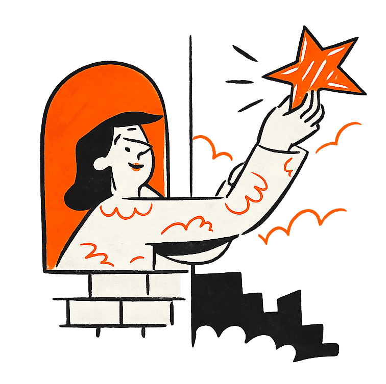 Illustration of a person reaching up to hold a glowing star